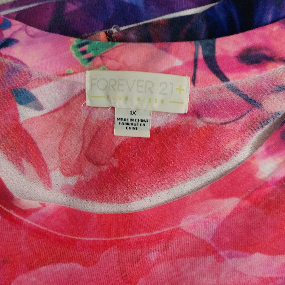 SOLD ~ Forever 21 NOPE Floral Shirt - Size 1X - Picture 5 of 6